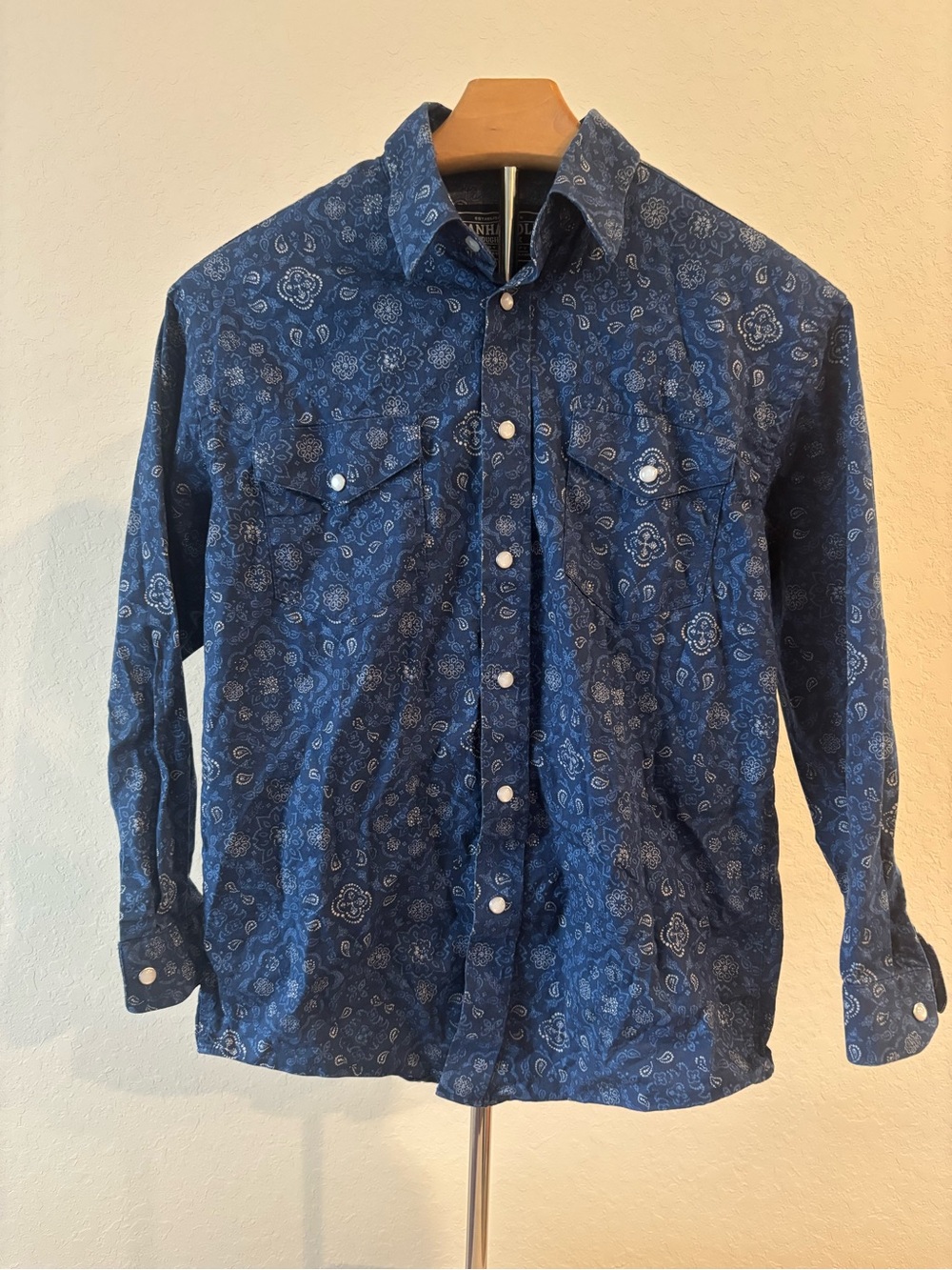 Panhandle Rough Stock Pearl Snap Western Cowboy Shirt Paisley Boys Large 14